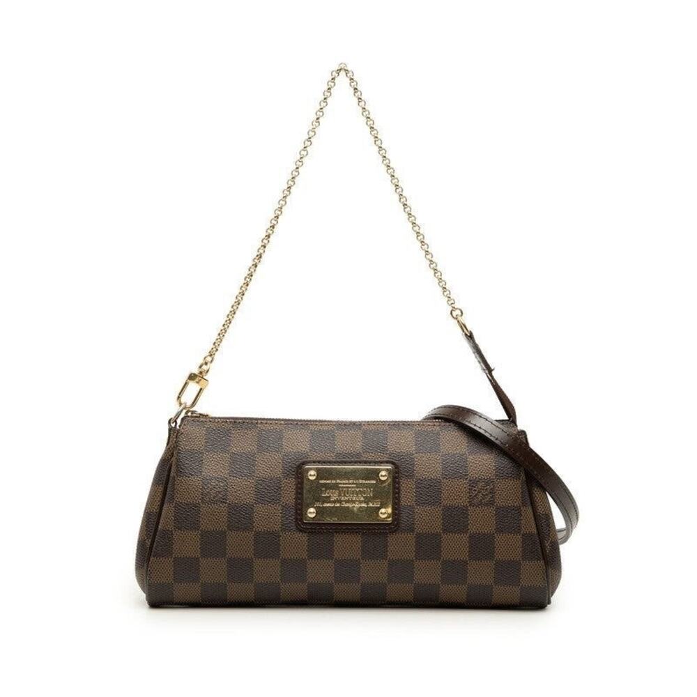 Louis Vuitton Damier Ebene Eva Chain Handbag Brown